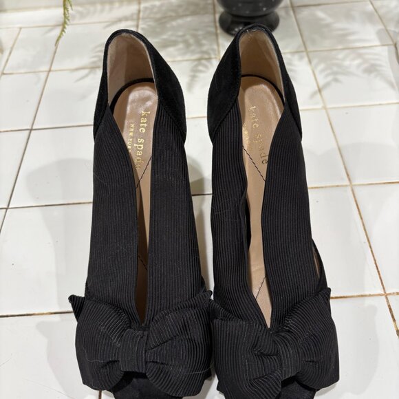 kate spade black bow peeptoe heels - Picture 2 of 8